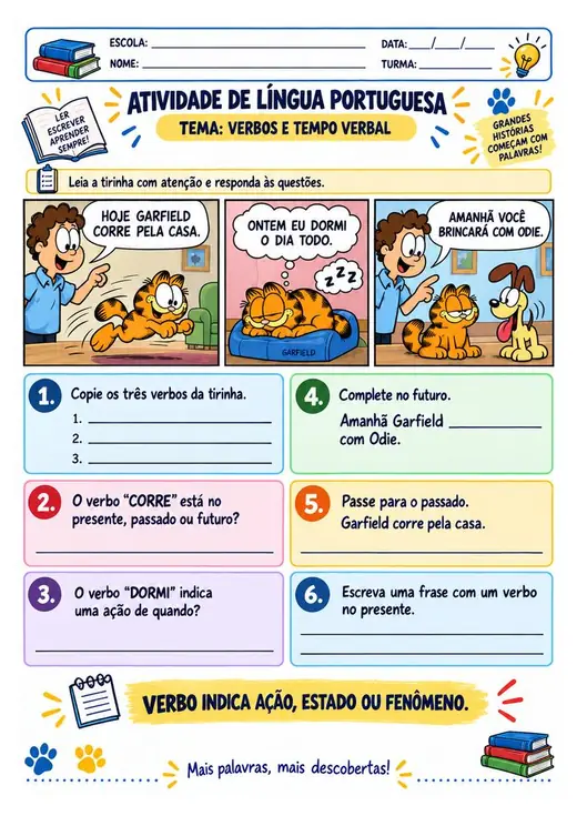 Atividade: Verbos e tempo verbal (3º ano)