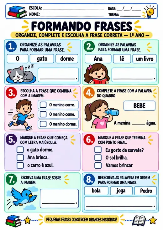 Atividade: Formando frases (1º ano)