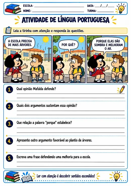 Atividade: Opinião e argumento (5º ano)
