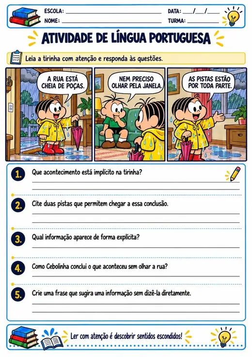 Atividade: Informação explícita e implícita (5º ano)